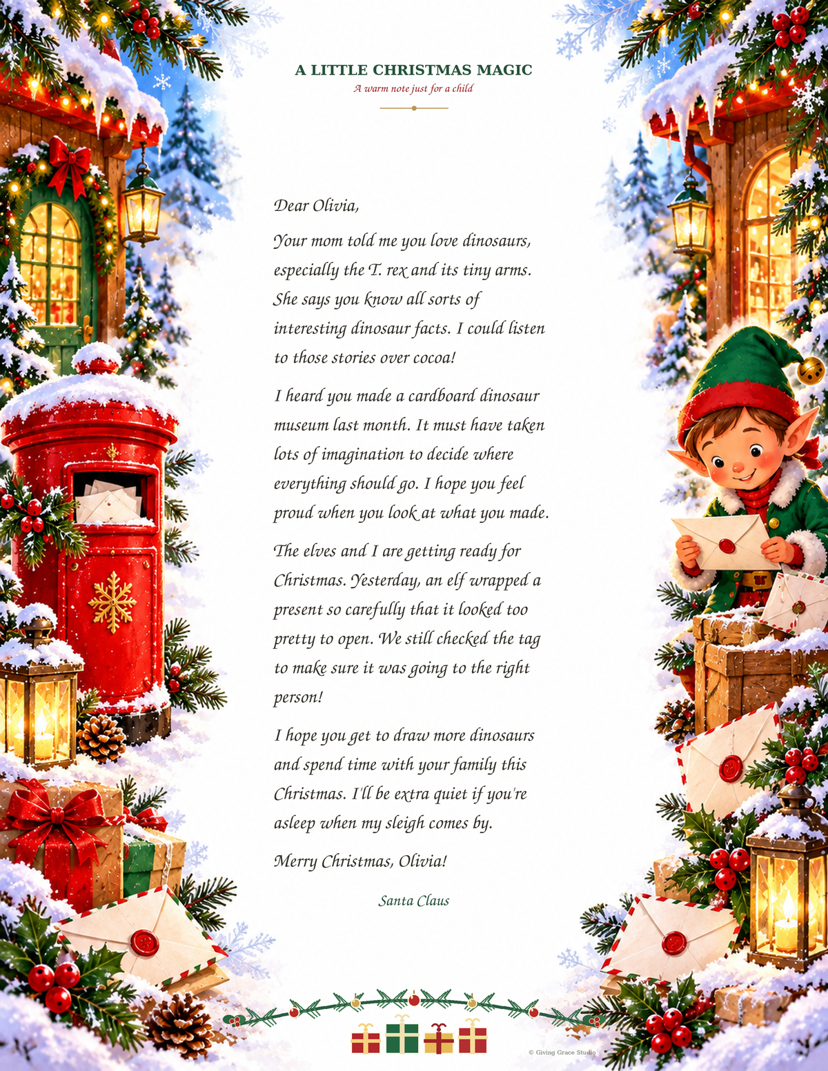 Child letter preview with top header and vertically centered copy