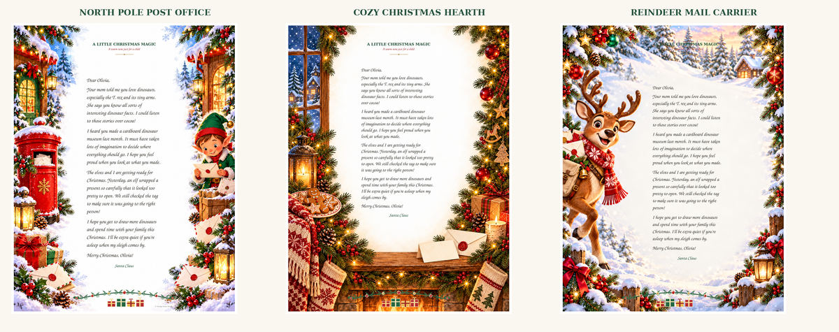 Santa letter backgrounds with clear body area on the Christmas Eve Hearth option