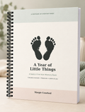 Visual mockup of the 8.5 × 11 spiral-bound baby journal with black plastic coil