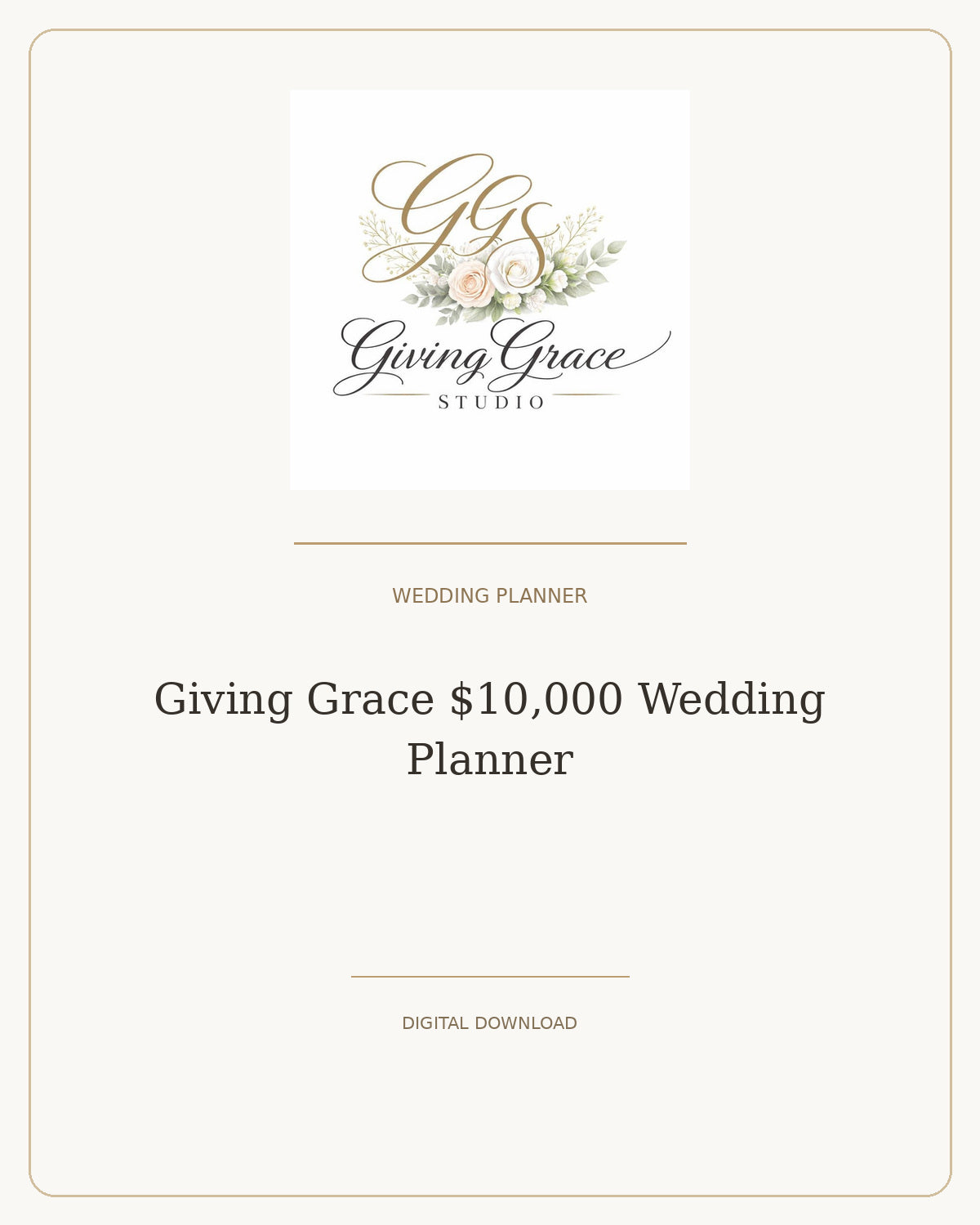 Giving Grace $10,000 Wedding Planner cover with official Giving Grace Studio floral logo