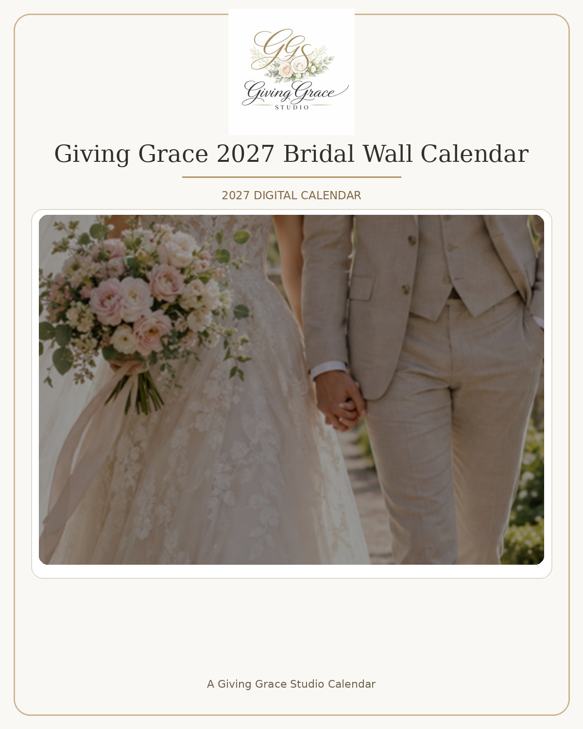 Bridal Calendar cover with official Giving Grace Studio logo and calendar artwork